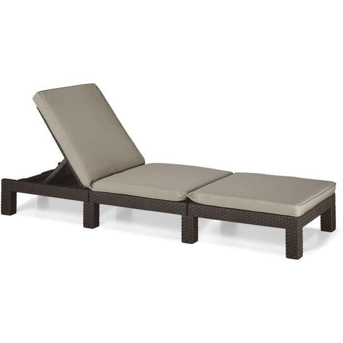 ALLIBERT Tumbona Daytona de Resina Trenzada con Cojín, Respaldo 4 Posiciones y Diseño Elegante - Marrón ALLIBERT Tumbona Daytona de Resina Trenzada con Cojín, Respaldo 4 Posiciones y Diseño Elegante - Marrón