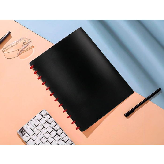 Liderpapel Carpeta Din A4 con 20 Fundas Intercambiables Negra 8