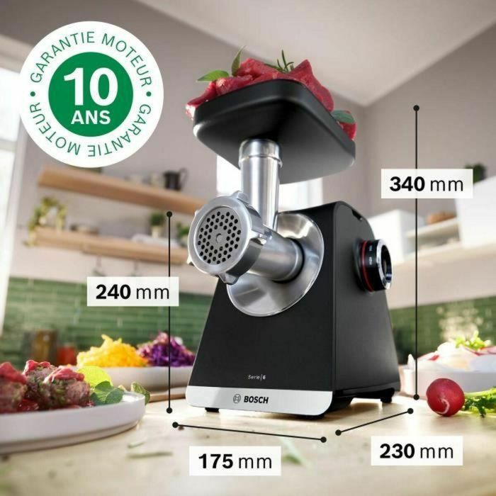 Bosch MFWS660B Picadora de Carne Serie 6, 500W, 3 Rejillas, Negra Bosch MFWS660B Picadora de Carne Serie 6, 500W, 3 Rejillas, Negra