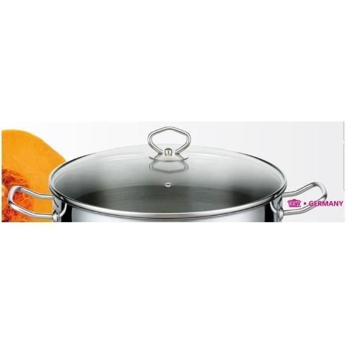 GSW Olla de Acero Inoxidable Sólido de Gran Capacidad 17 L para Hostelería y Catering - Compatible con Inducción y Todas las Fuentes de Calor 1 GSW Olla de Acero Inoxidable Sólido de Gran Capacidad 17 L para Hostelería y Catering - Compatible con Inducción y Todas las Fuentes de Calor 1
