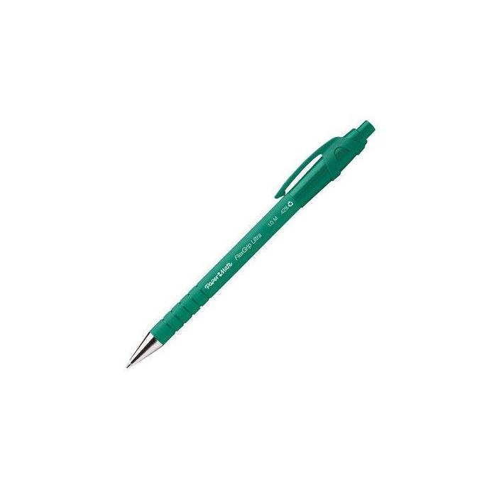 Boligrafo Paper Mate Retractil Flexgrip  Verde 12 unidades