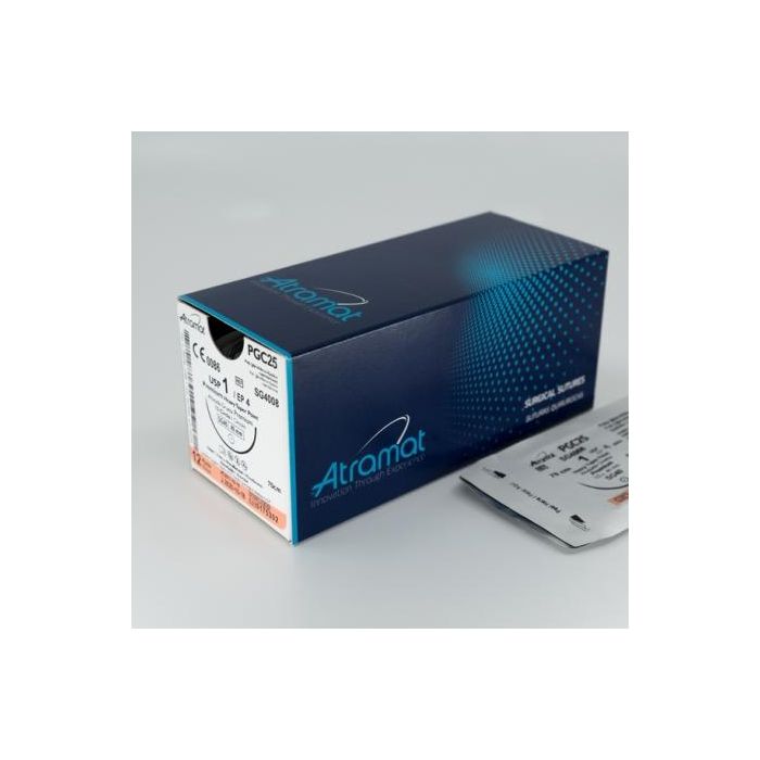 Atramat Sutura Sintética Absorbible Monofilamento Poliglecaprona Pgc25 1 Ag.Triangular 1-2 40 mm H90 cm Violeta 12 Unidades