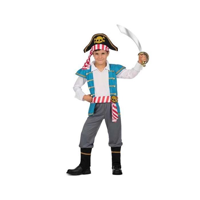 Disfraz pirata gorro, camisa con chaleco y faja, pantalón y cubrebotas talla 5-6 y Disfraz pirata gorro, camisa con chaleco y faja, pantalón y cubrebotas talla 5-6 y