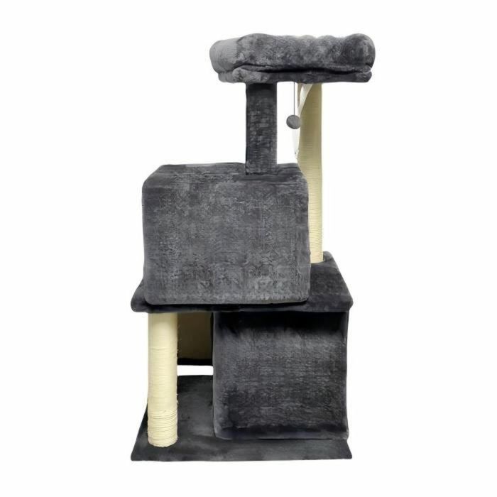 FLOPI AL104 Rascador para gatos gris oscuro, 44,5x48x86 cm - Con 1 plataforma, 1 pelota de juego, 2 casetas y 1 rampa. 4 FLOPI AL104 Rascador para gatos gris oscuro, 44,5x48x86 cm - Con 1 plataforma, 1 pelota de juego, 2 casetas y 1 rampa. 4