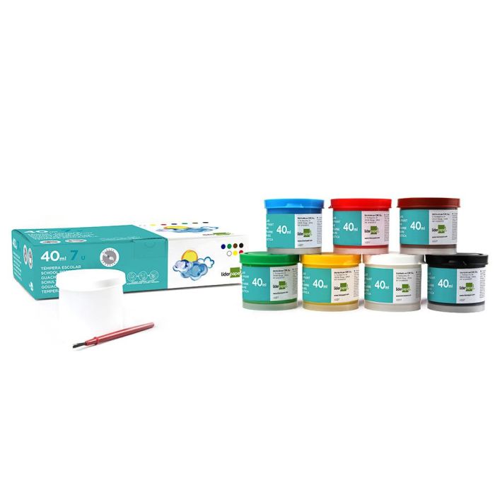 Tempera Liderpapel Escolar 40 mL Caja 7 Colores Surtidos + Pincel 7