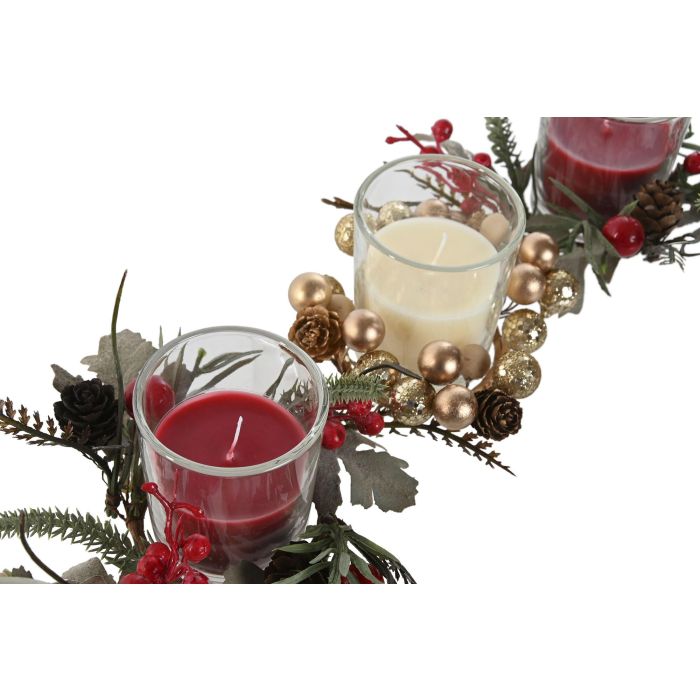 DKD Home Decor Vela Navidad Tradicional Rojo Blanco 12 Unidades Cera Cristal 10x6.5x19.5cm Surtido Aleatorio 2