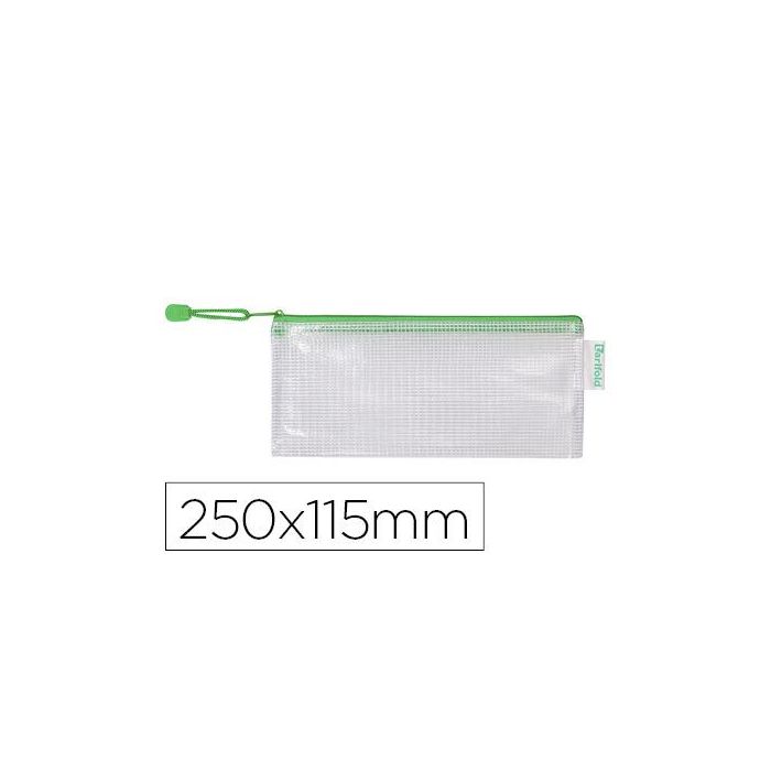 Bolsa Multiusos Tarifold Pvc 250x115 mm Apertura Superior Con Cremallera Portaboligrafo Y Correa Color Verde 8 unidades