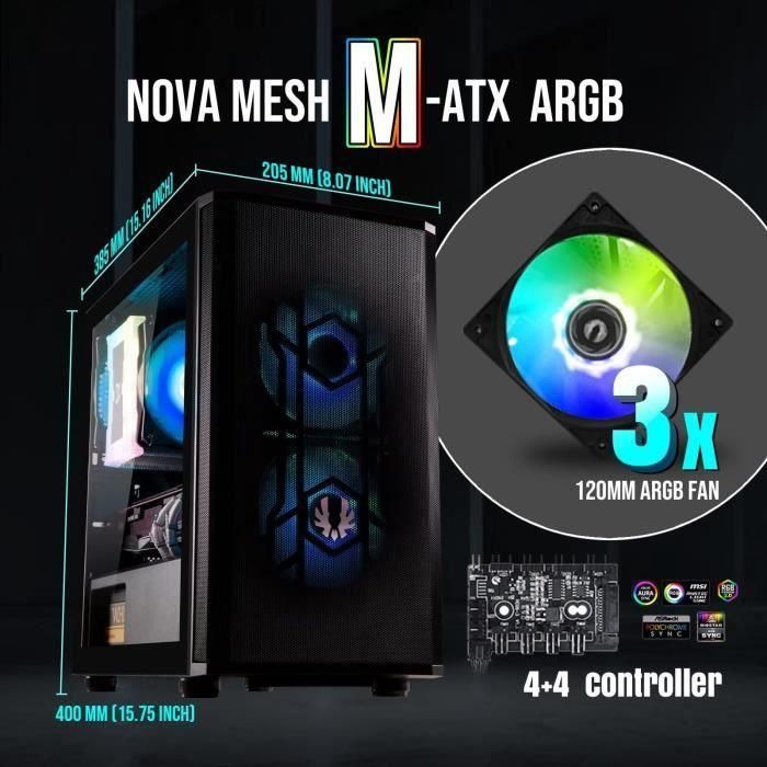 Caja de PC sin fuente de alimentación - BITFENIX Nova Mesh SE M-ATX ARGB (Negro) - Mini torre - Formato Micro-ATX 1 Caja de PC sin fuente de alimentación - BITFENIX Nova Mesh SE M-ATX ARGB (Negro) - Mini torre - Formato Micro-ATX 1