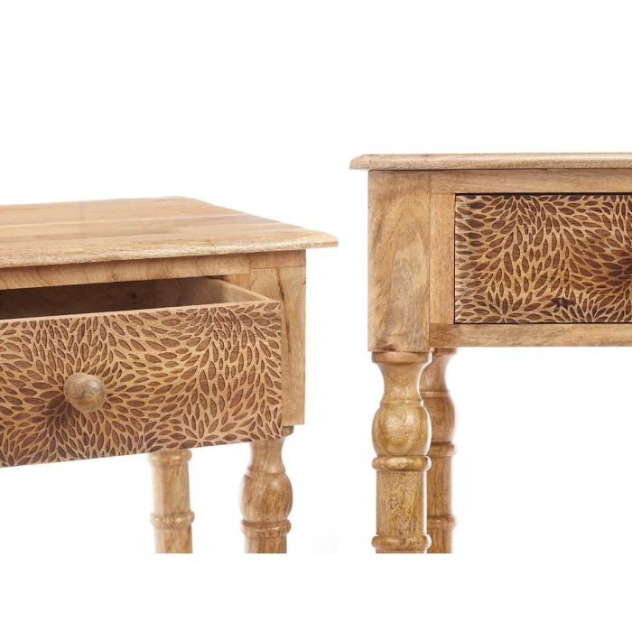 Mesa de Recibidor con 2 Cajones en Madera Mango, Marrón - Giftdecor 98x77x42 cm 3 Mesa de Recibidor con 2 Cajones en Madera Mango, Marrón - Giftdecor 98x77x42 cm 3