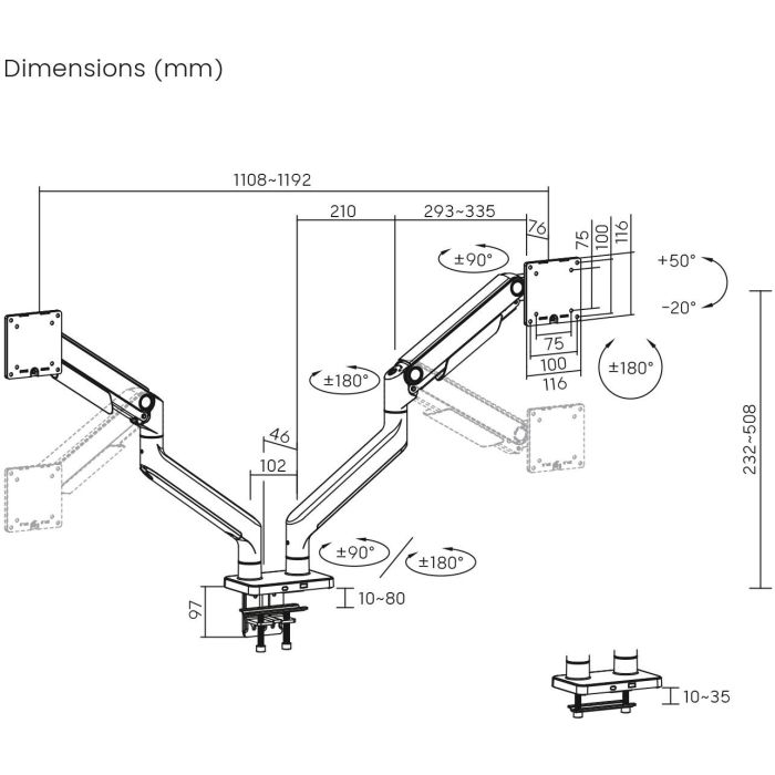 DIGITUS Dual Monitorhalterung, 2x 45", 2x 20 kg 5
