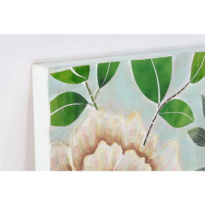 DKD Home Decor Decoracion Pared Multicolor Cristal Lienzo Flores 4 x 120 x 80 cm 1