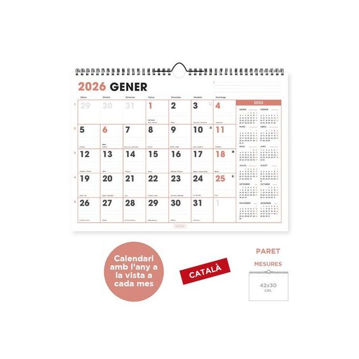 Calendari (2026) Catalan Senfort Paret Office Mensual Para Escribir 420X300