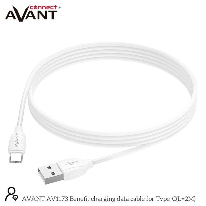 AVANT CONNECT Cable USB A a USB C, 2 metros, 3A, Carga Rápida