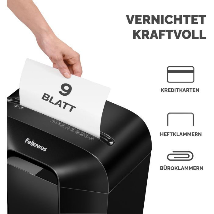 Fellowes LX50 4406001 Destructora de Papel Corte en Partículas 4x37mm P-4, 9 Hojas, 17L, Uso Hogar/Oficina, Negra 2 Fellowes LX50 4406001 Destructora de Papel Corte en Partículas 4x37mm P-4, 9 Hojas, 17L, Uso Hogar/Oficina, Negra 2