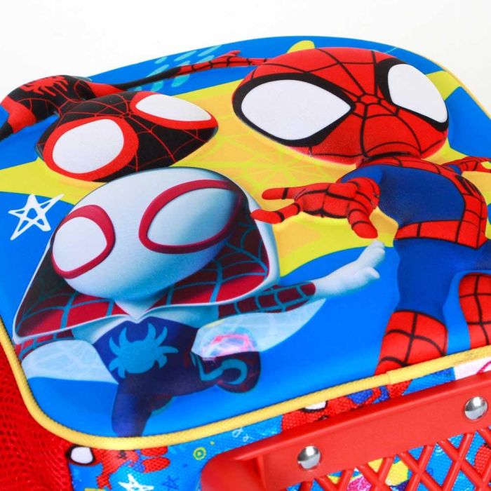 Mochila 3D con Ruedas Pequeña Amazing Marvel Spiderman Rojo 4