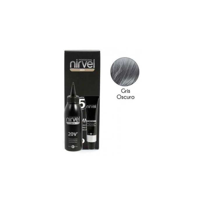 Nirvel Homme Coloración en Crema G3 Gris Oscuro 30ml - Cobertura Rápida 5-10 Minutos, Sin Amoníaco