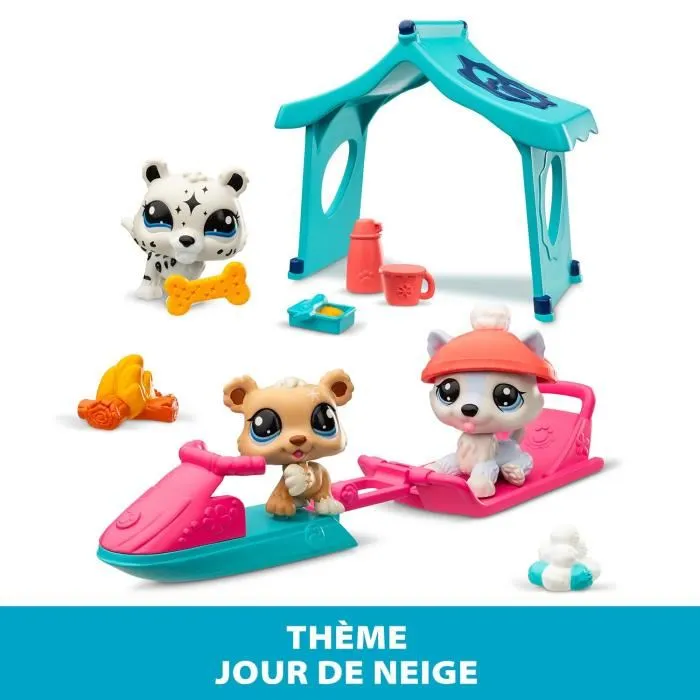Bandai Littlest Pet Shop Nieve Pack Temático 3 Mascotas Animales y Accesorios BAN3701405822880 2