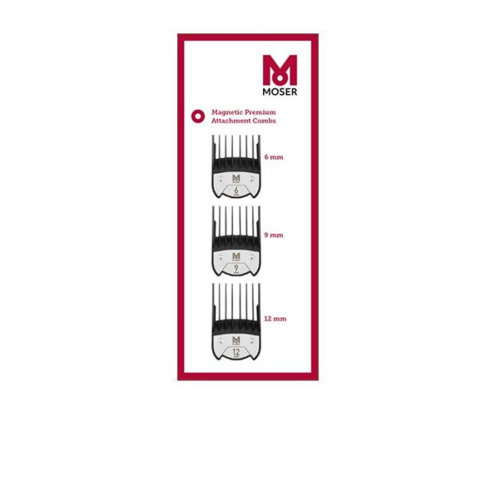 Moser Pack Peines Magnéticos Premium 6, 9 y 12 mm para máquinas de corte Moser / Wahl / Ermila