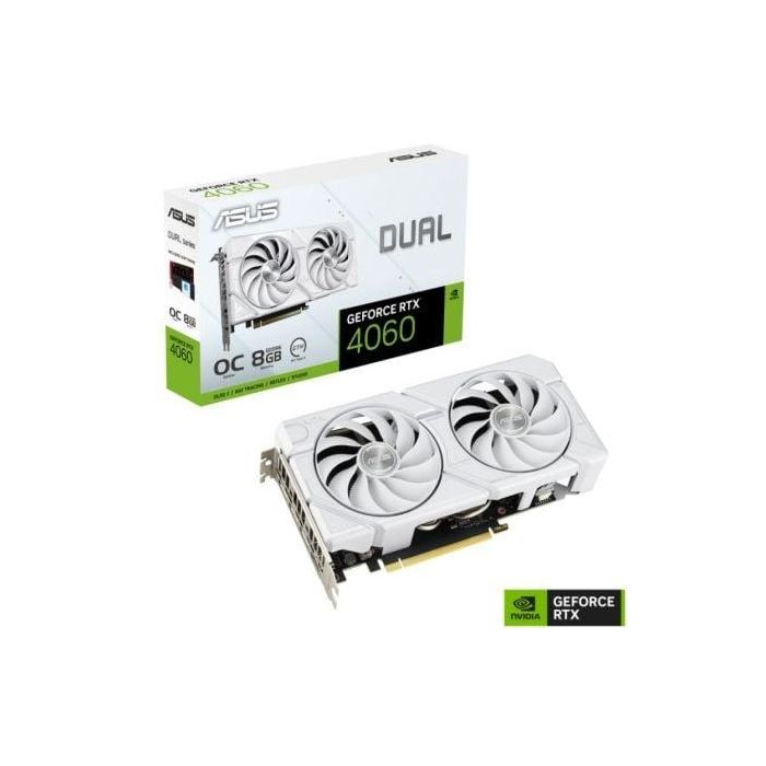 Tarjeta Gráfica Asus Dual GeForce RTX 4060 EVO OC White Edition/ 8GB GDDR6 Tarjeta Gráfica Asus Dual GeForce RTX 4060 EVO OC White Edition/ 8GB GDDR6