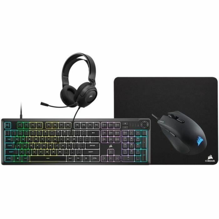 CORSAIR Pack Gaming 4 en 1 - Teclado K55 + Ratón Gaming HARPOON RGB PRO + Alfombrilla de Ratón MM100 + Auriculares Multiplataforma HS35