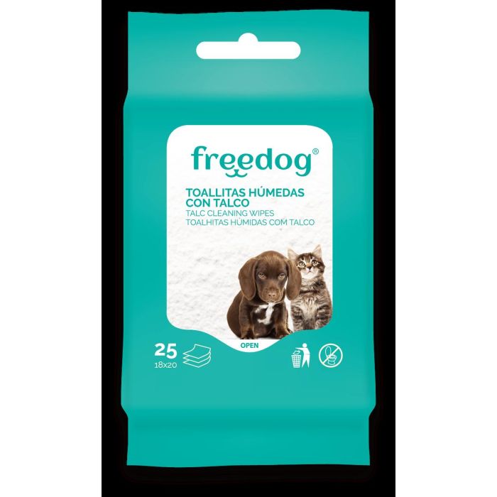 Freedog Toallitas Humedas Talco Pocket 25Ud 18x20 cm