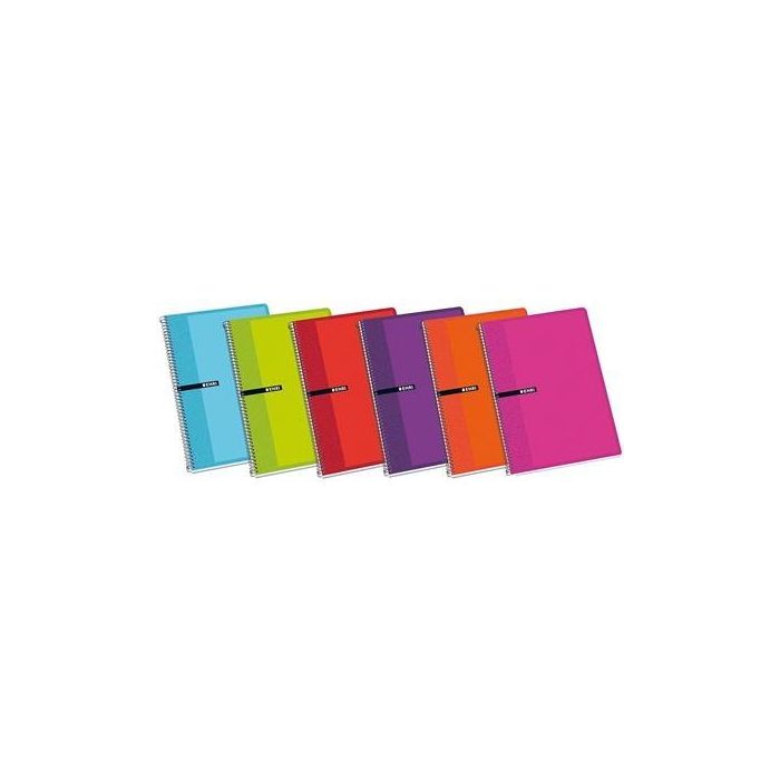 Enri Cuaderno Espiral 80 Hojas 60 gr Cuadrícula 4x4 mm con Margen Tapas Duras Colores Surtidos (5 Unidades) (5 Unidades)