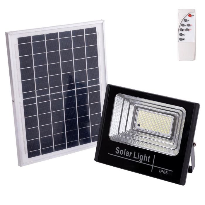 Proyector LED Solar 100W 6500K Control Remoto Panel y Batería Integrada HO-SOLARFL-100W-01