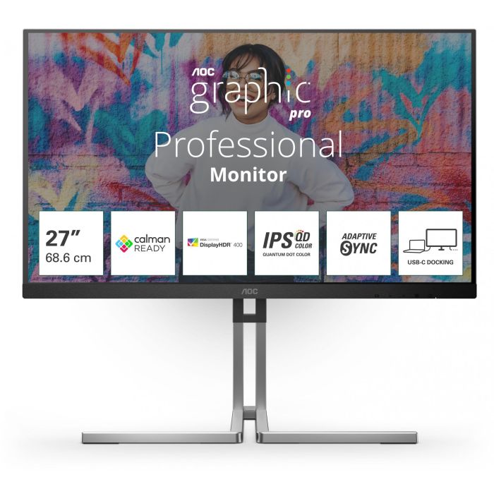 AOC Q27U3CV Monitor IPS 27" 4K QHD (2560x1440) 75Hz, USB-C (96W PD), HDMI, DisplayPort, Altavoces, Negro 0 AOC Q27U3CV Monitor IPS 27" 4K QHD (2560x1440) 75Hz, USB-C (96W PD), HDMI, DisplayPort, Altavoces, Negro 0