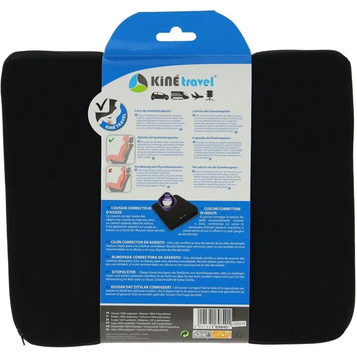 Kine Travel Cojín Corrector Assise 38 x 32 x 7 cm Espuma Alta Densidad Kine Travel Cojín Corrector Assise 38 x 32 x 7 cm Espuma Alta Densidad
