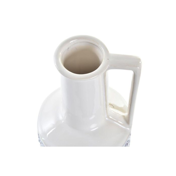 DKD Home Decor Jarrón Decorativo Estilo Mediterráneo de Porcelana Blanco y Azul 30 cm de Alto, 14x14 cm y 1.17 kg 1