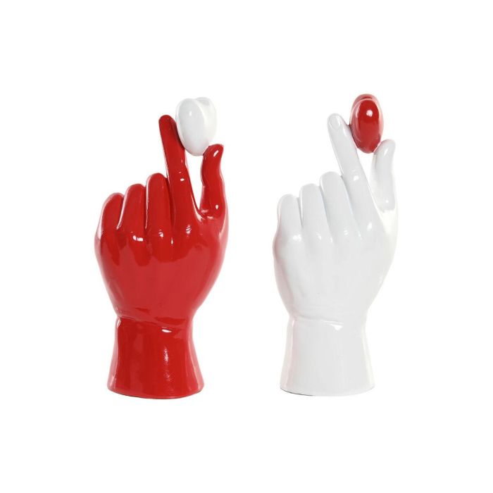 DKD Home Decor Figura Decoración Moderna Mano Corazón Resina Blanco Rojo 8.5x26x12 cm (2 Unidades) 2 DKD Home Decor Figura Decoración Moderna Mano Corazón Resina Blanco Rojo 8.5x26x12 cm (2 Unidades) 2