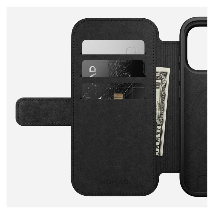 Nomad Folio Modern Leather para iPhone 17 Pro, Compatible con MagSafe, Cuero, Cierre Magnético, con Bolsillo para Tarjetas, Color Bronceado 6