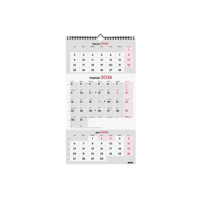 Finocam Calendario De Pared Para Escribir M-236x430 mm Neutro 2026