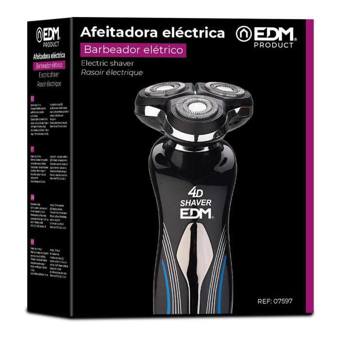 Edm Afeitadora Eléctrica Recargable 4d 3w Inalámbrica con Cuchillas Auto-afiladas y Cabezal Flotante, Lavable 1
