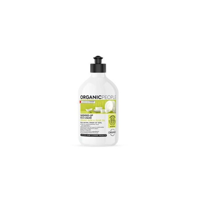 ORGANIC PEOPLE Lavavajillas Líquido Aloe-Olive 500ml Eco Certificado ICEA para Platos, Frutas y Verduras, Elimina Grasa y Olores