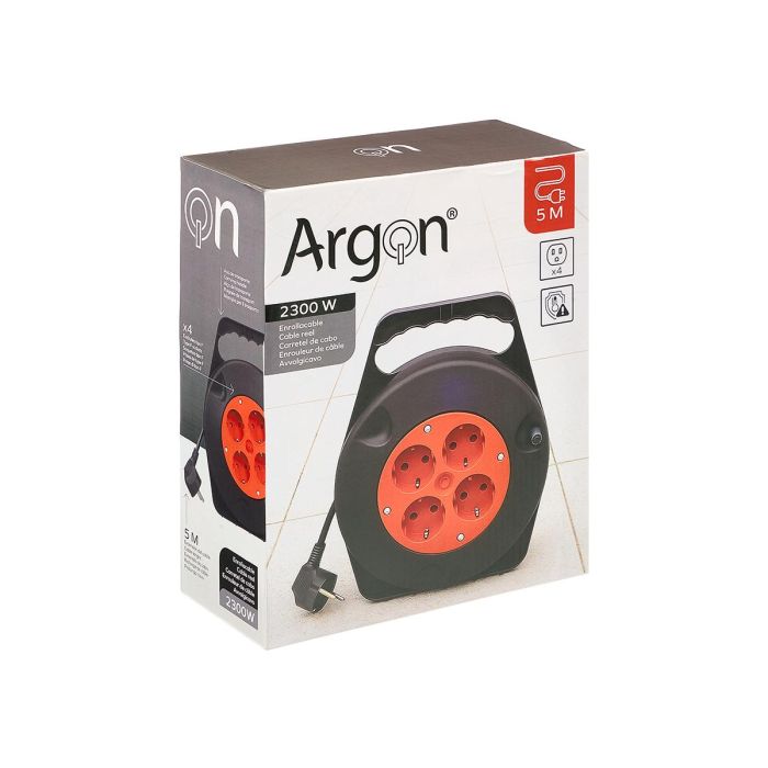 Cable Enrollable 5M Electrico 4 Enchufes 2300W Argon (Set de 6) 2
