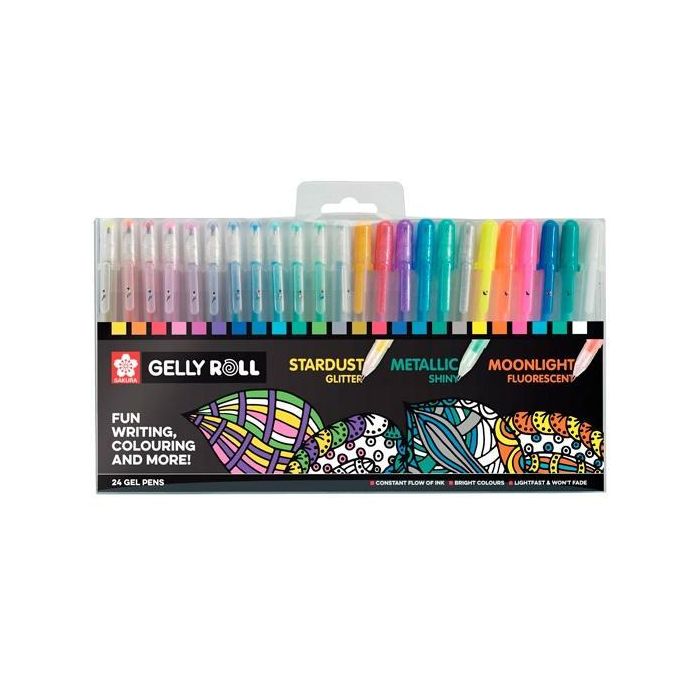 Talens Bolígrafos Gelly Roll Mixed Estuche de 24 - Surtidos Colores Intensos y Brillantes