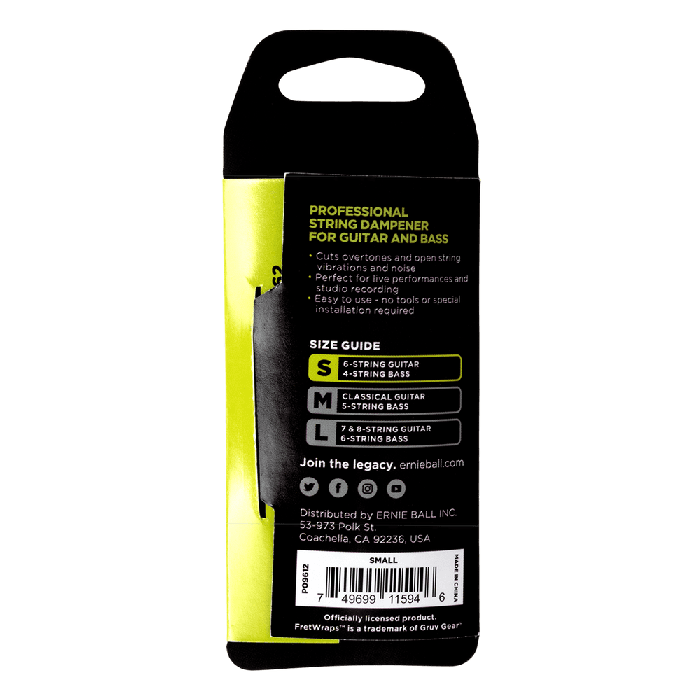 Ernie Ball FretWrap Sm Accesorio Apagador Amortiguador de Cuerdas para Guitarra Eléctrica Acústica Bajo Ukelele 1