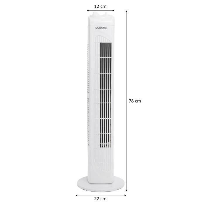 Oceanic OCEAVC78CMW3 Ventilador de Columna 45W - 78 cm Altura - 3 Velocidades - Función Oscilante - Blanco 1