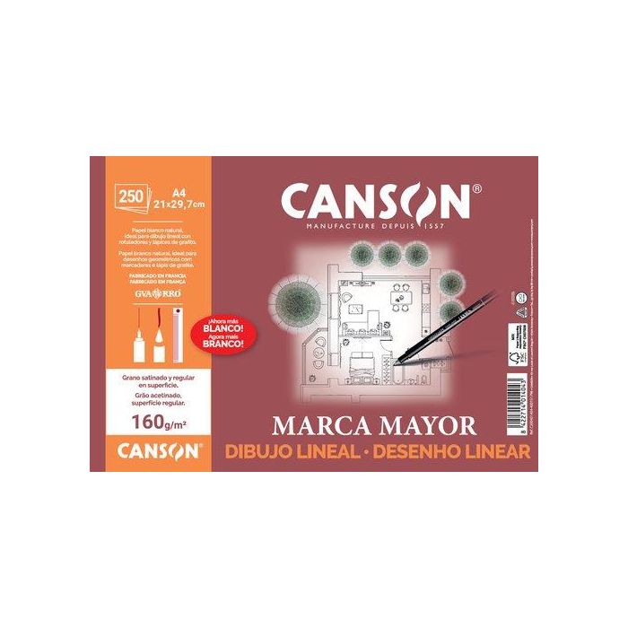 Lamina Guarro-Canson Dibujo Marca Mayor 160G A4 (Set de 250)