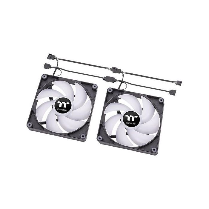 Thermaltake CT120 Ventilador PC ARGB Sync 120mm, 500-2000rpm, Negro/Blanco, Iluminación LED Multi, 2 Piezas