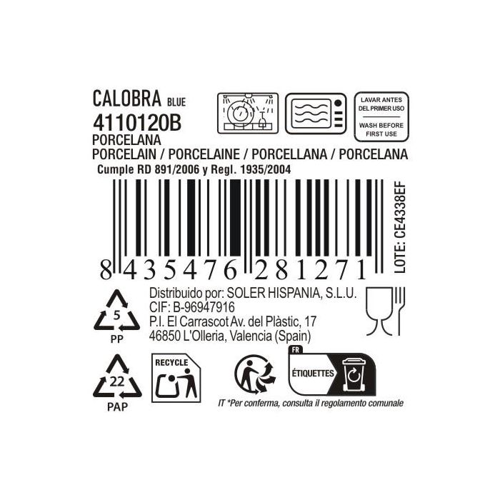 La Mediterranea Bandeja "Calobra" Azul 26.5 x 14 cm (24 Unidades)