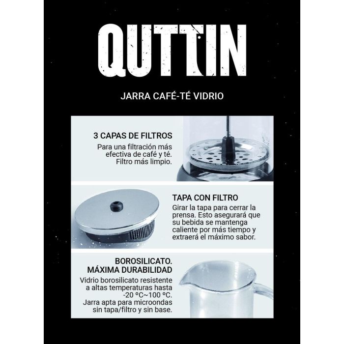 Jarra para Café o Té Boro-Ss 800 ml Quttin - Inde (8 Unidades) 6 Jarra para Café o Té Boro-Ss 800 ml Quttin - Inde (8 Unidades) 6