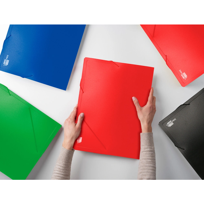 Liderpapel Carpeta Portadocumentos Polipropileno DIN A4 Lomo 50 mm Rojo Cierre Gomas 2 Bolsillos CD Capacidad 200 Hojas 6