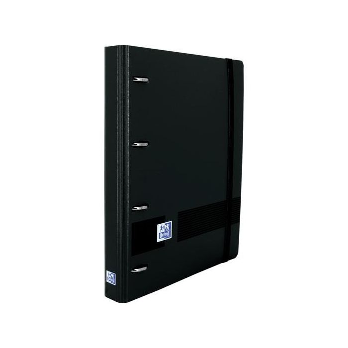 Oxford Carpeta Anillas 4x25 A5+ Polyfoam Negro con Recambio DOTS y Pizarra Extraíble
