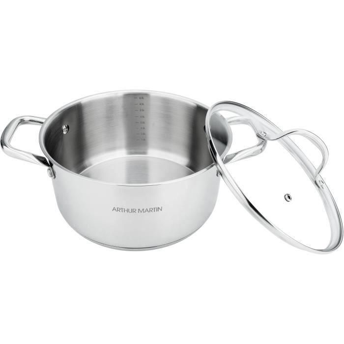 Arthur Martin AM1022 Olla de Acero Inoxidable 36 cm con Tapa de Cristal y Asas Remachadas, Apta para Todo Tipo de Fuegos e Inducción 4 Arthur Martin AM1022 Olla de Acero Inoxidable 36 cm con Tapa de Cristal y Asas Remachadas, Apta para Todo Tipo de Fuegos e Inducción 4