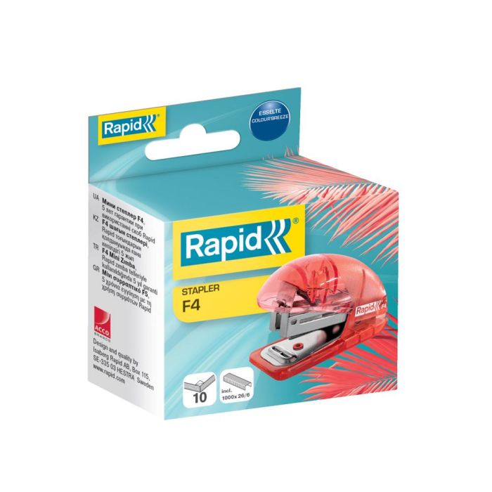 Grapadora Rapid Mini Baby Ray Colour Ice F4 Capacidad 10 Hojas Usa Grapas 24-6 Y 26-6 Color Verde En Blister 6 unidades 5