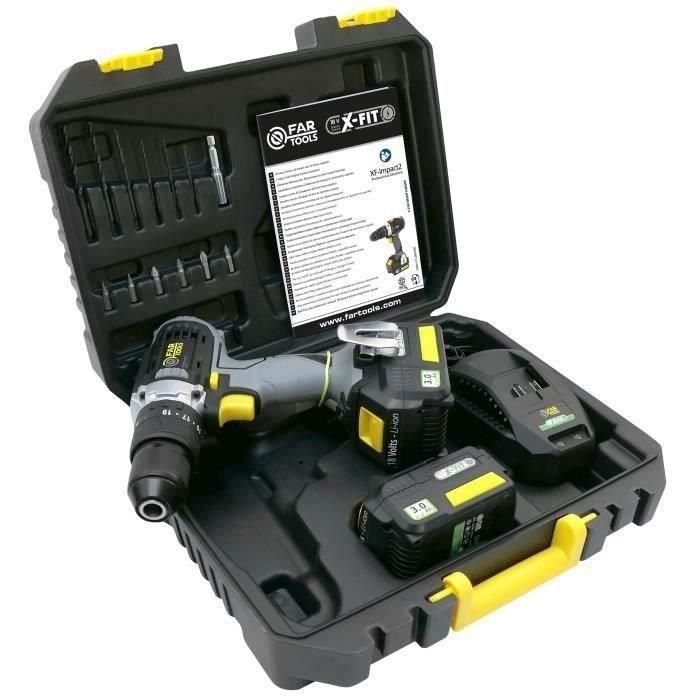 PACK X-FIT 'BIG WORK' 3 máquinas 18V + 2 baterías 18V 3.0Ah: Taladro / destornillador + Martillo perforador + Amoladora angular 4 PACK X-FIT 'BIG WORK' 3 máquinas 18V + 2 baterías 18V 3.0Ah: Taladro / destornillador + Martillo perforador + Amoladora angular 4