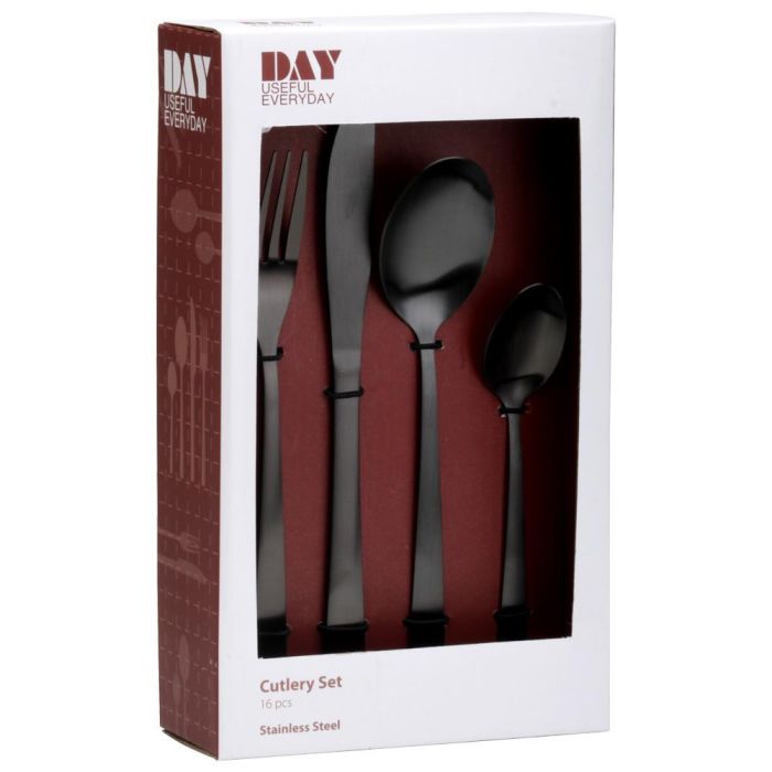 Day Cubertería 16 Piezas Mat Black Acero Inoxidable 2