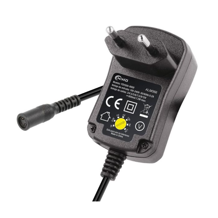Nimo Alimentador electrónico 12V 600mA 7,2W selector regulable 3V a 12V con 6 clavijas intercambiables 0 Nimo Alimentador electrónico 12V 600mA 7,2W selector regulable 3V a 12V con 6 clavijas intercambiables 0